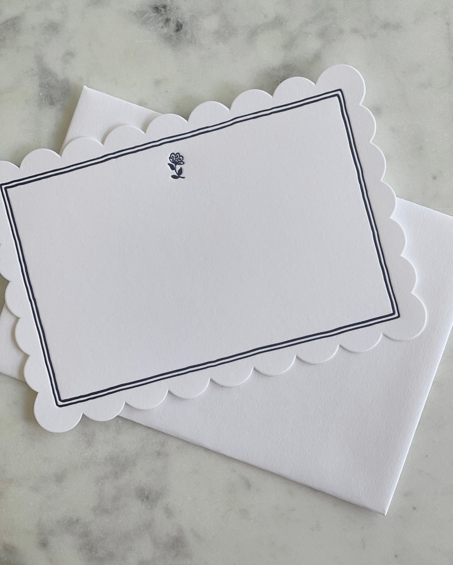 Letterpress Flat Note - Navy