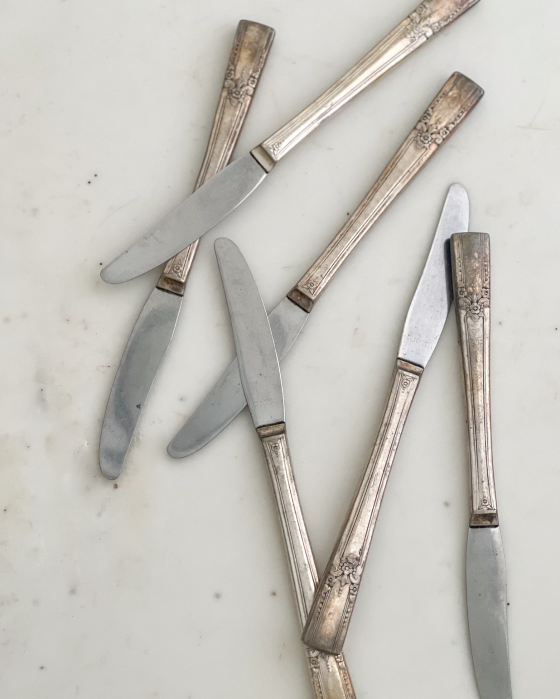 Floral Handle Dinner Knives - Set of 6