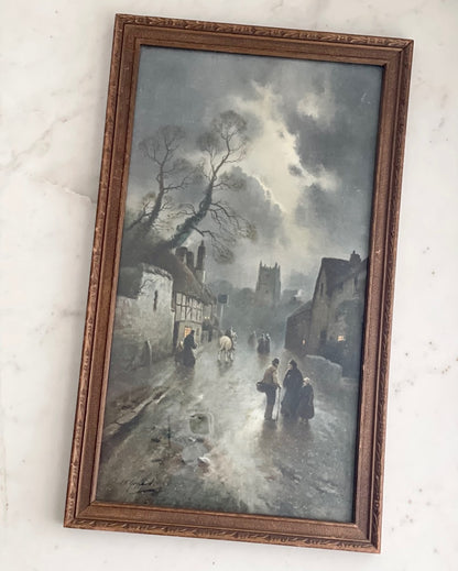 Antique English Village Lithograph