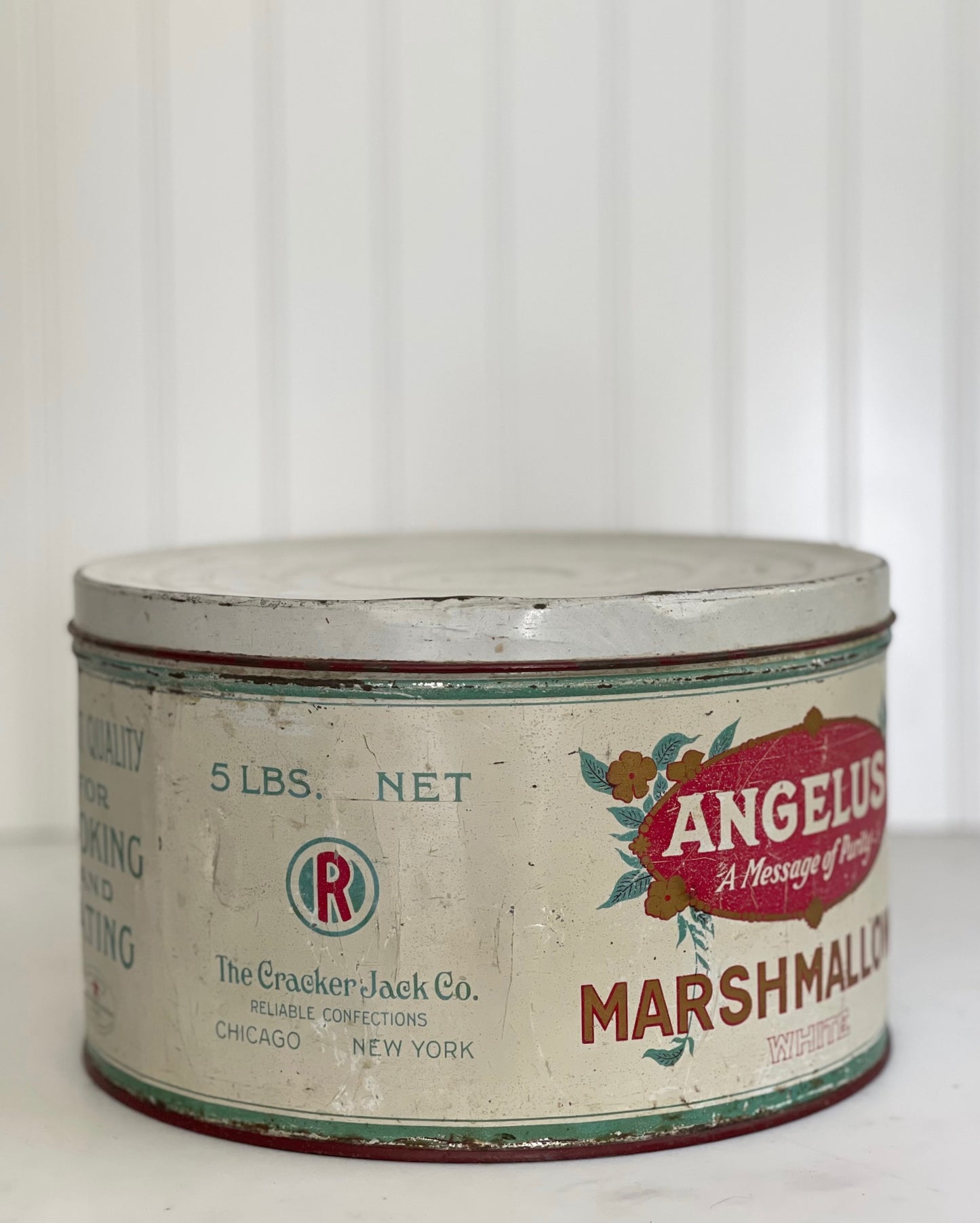 Vintage 5 lb Angelus Marshmallows Tin