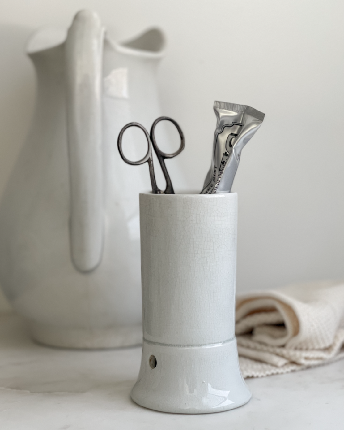 Antique Ironstone Toothbrush Holder